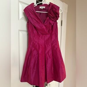 Terri Jon fuschia rosette silk dress